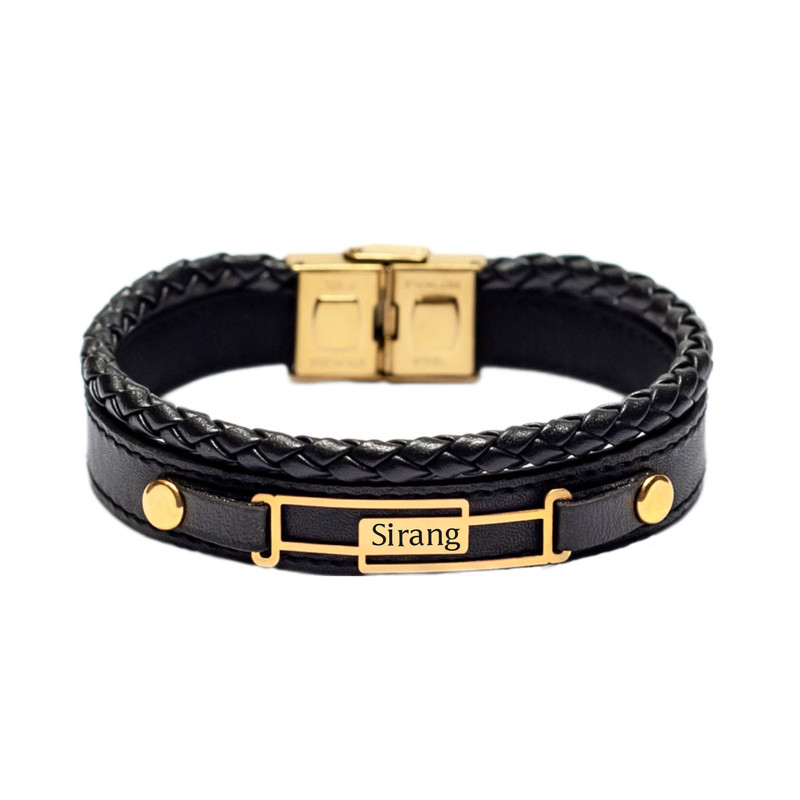 دستبند طلا 18 عیار مردانه لیردا مدل اسم سیرنگ