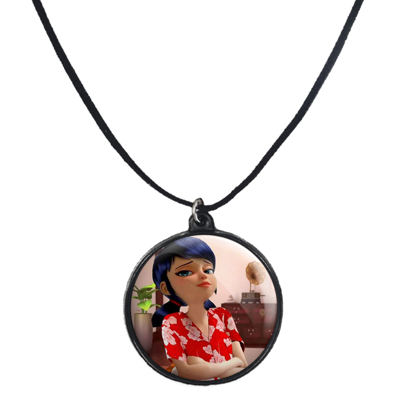 گردنبند پرمانه طرح کفشدوزکی کد pmb.741 مدل دو طرفه