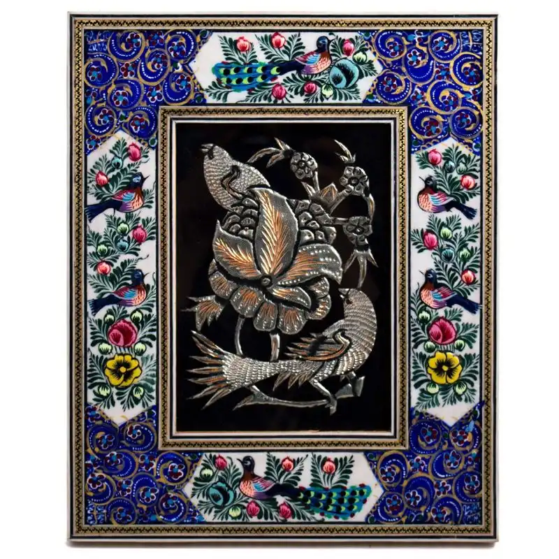 تابلو قلمزنی مدل گل و مرغ کد 28