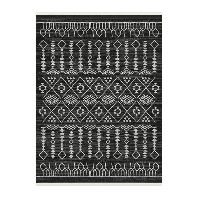 فرش ماشینی 1000 شانه زمینه نوک مدادی حاشیه طوسی هانوکس مدل مراکشی کد MHX.005.4