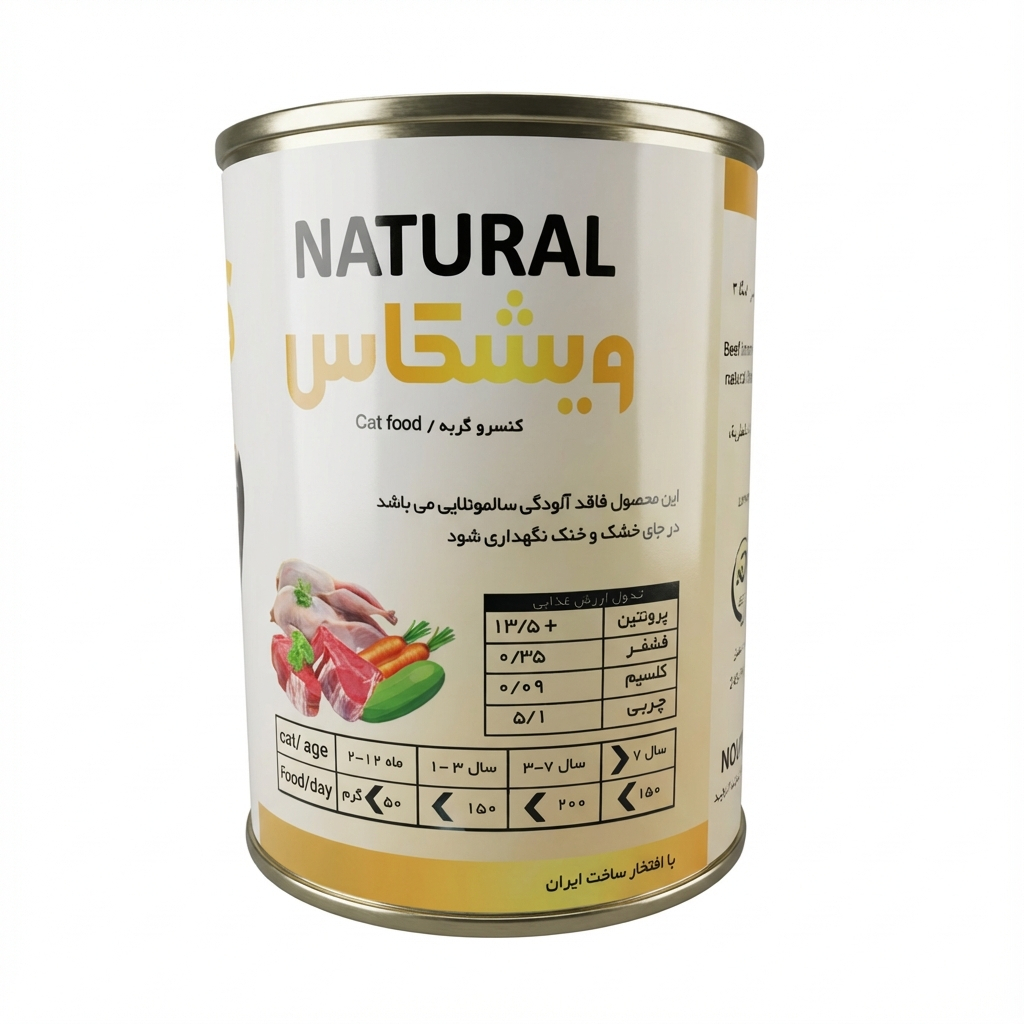 کنسرو غذای گربه بالغ ویشکاس مدل پته طعم گوشت گوساله و بوقلمون وزن 380 گرم