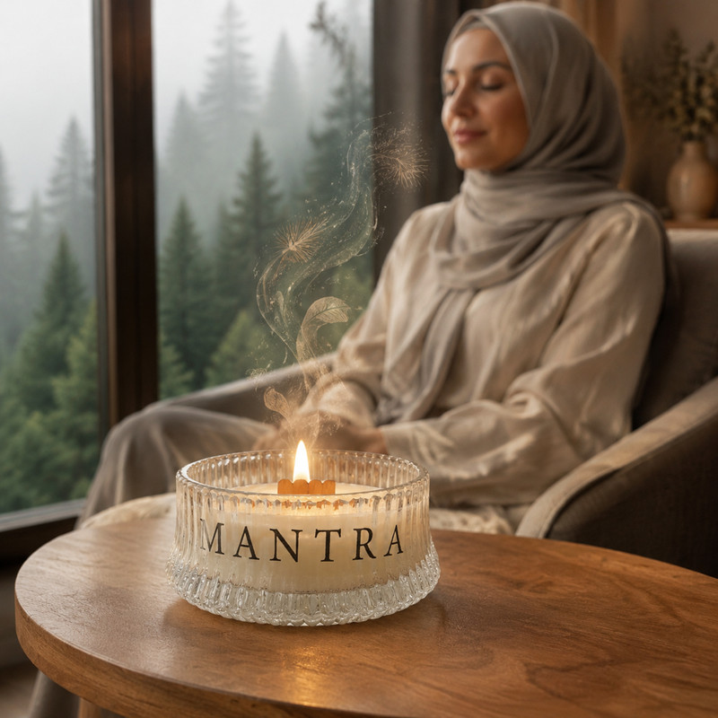 شمع دست‌ساز معطر با رایحه جنگل مدل ظرف شیشه‌ای کلاسیک