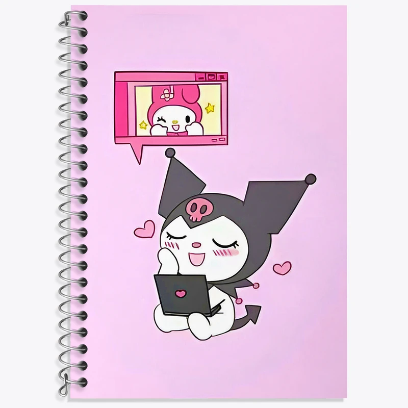 دفتر زبان 50 برگ خندالو مدل سه خط طرح کرومی (Kuromi) کد N4799