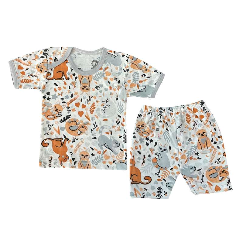 ست تی شرت و شلوارک نوزادی مدل گربه وحشی