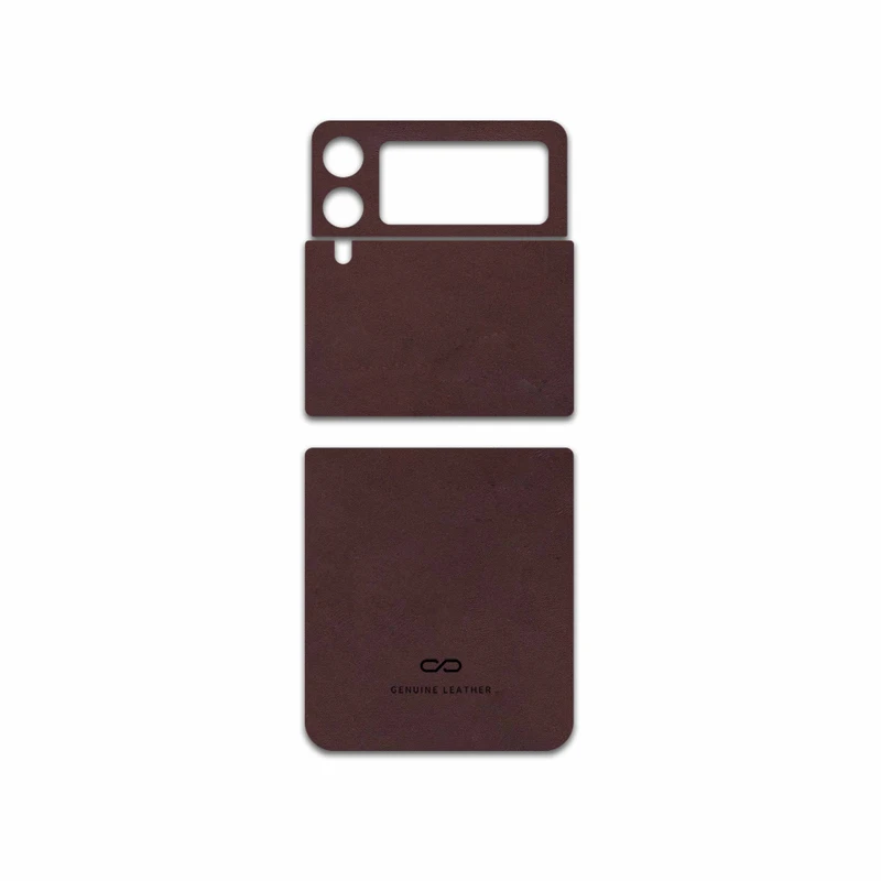 برچسب پوششی ماهوت مدل Matte-Dark-Brown-Leather مناسب برای گوشی موبایل سامسونگ Galaxy Z Flip3 5G