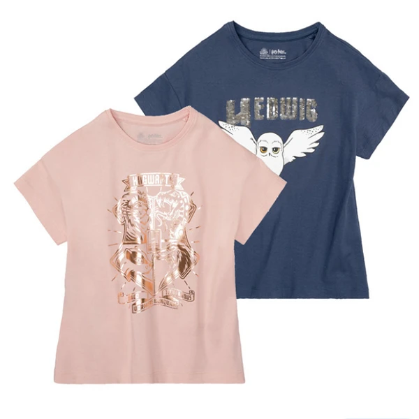 تی شرت آستین کوتاه دخترانه لوپیلو مدل هری پاتر مجموعه 2 عددی