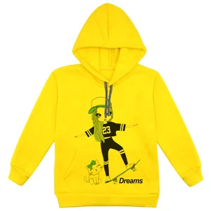 هودی دخترانه مدل دختر و اسکیت F93 رنگ زرد