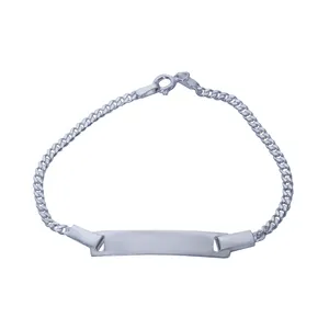دستبند نقره زنانه بازرگانی میلادی مدل پلاک دار کد DP_008