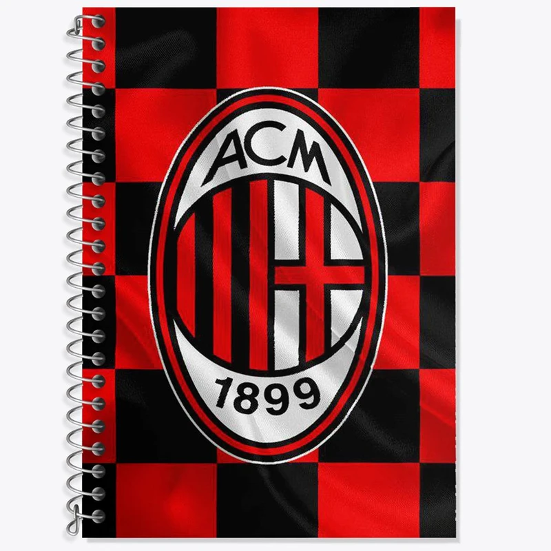 دفتر زبان 50 برگ خندالو مدل سه خط طرح باشگاه آث میلان A.C. Milan کد 2029
