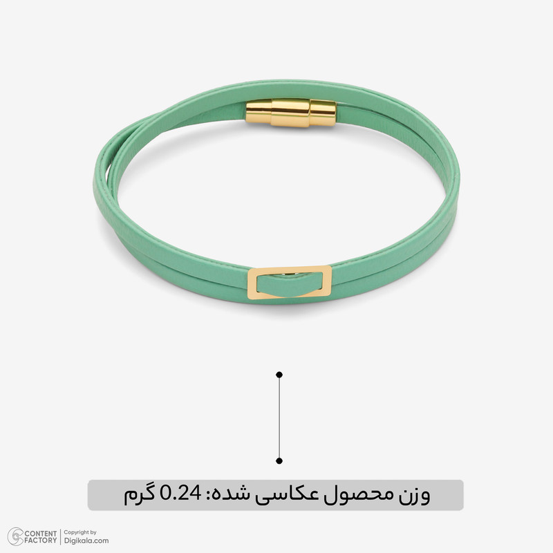 دستبند طلا 18 عیار زنانه با بند چرمی وی گالری مدل amg3513