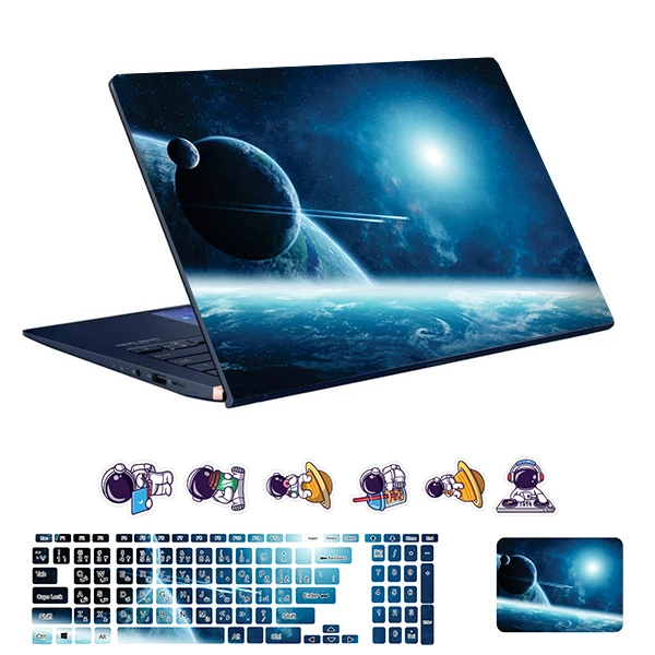 استیکر لپ تاپ توییجین و موییجین طرح Space  کد 186 مناسب برای لپ تاپ 15.6 اینچ به همراه برچسب حروف فارسی کیبورد