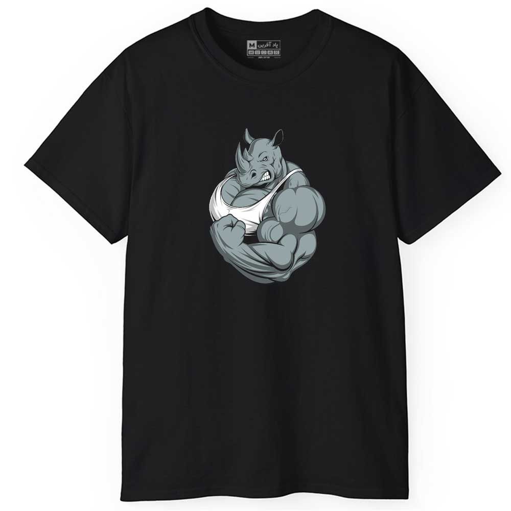 تی شرت آستین کوتاه مردانه پاد آفرین مدل اسپرت طرح کرگدن بدنساز کد 01120 -  - 6