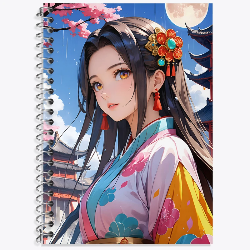 دفتر زبان 50 برگ خندالو مدل دو خط طرح دختر انیمه ای کد N4540