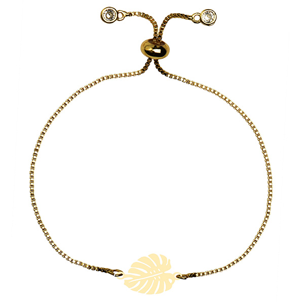 دستبند طلا 18 عیار دخترانه کرابو طرح برگ انجیر مدل Krd1657