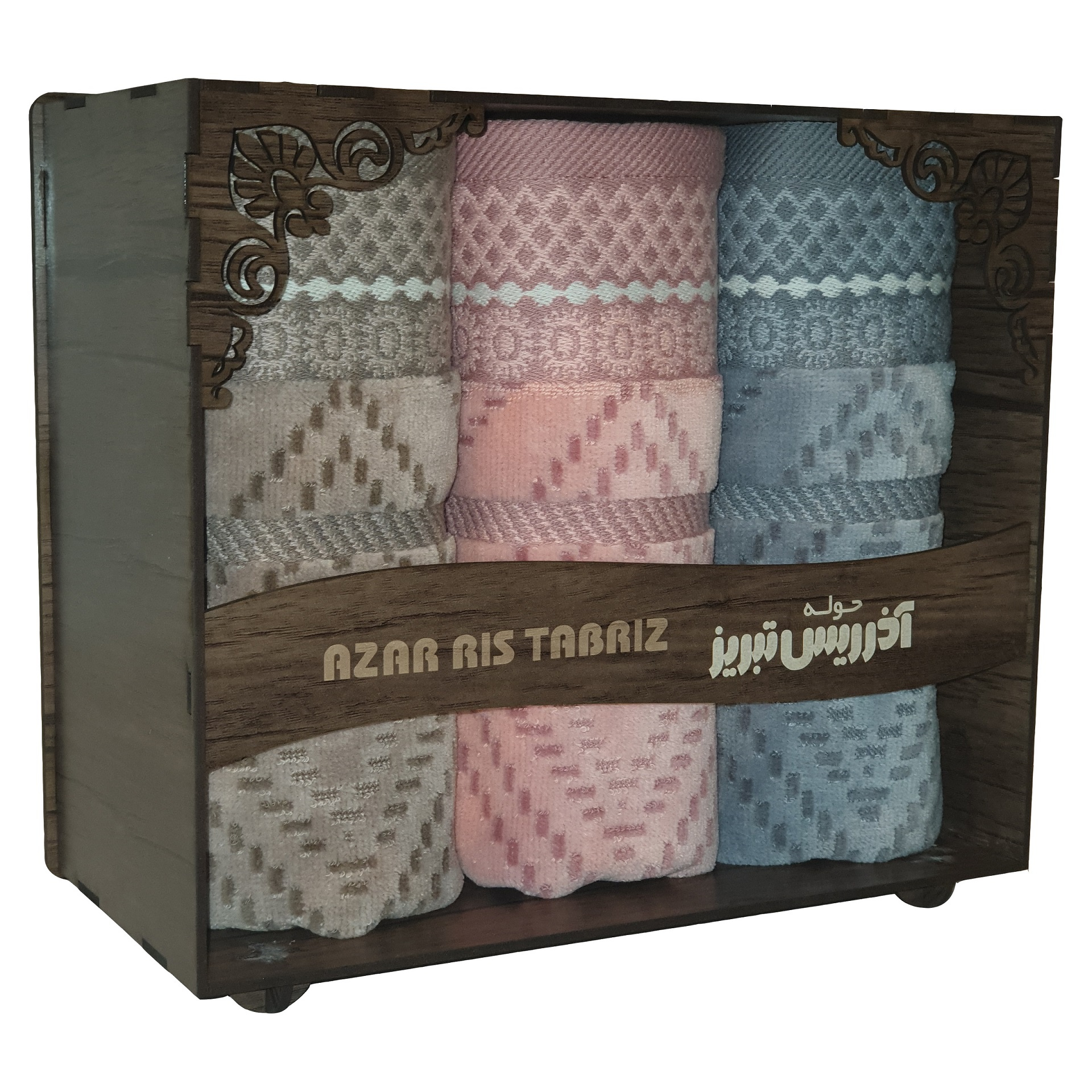  حوله دستی آذرریس تبریز مدل وینـا سایز 40x80 سانتی متر مجموعه 3 عددی