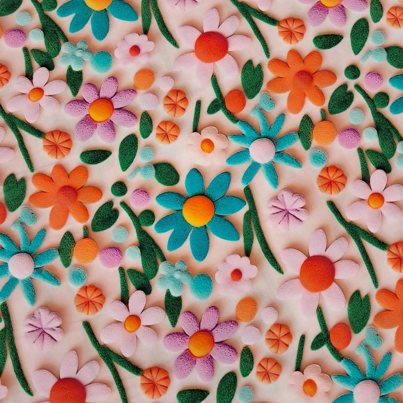 پارچه لباس عرض 1.5 متر مدل گل سه بعدی رنگ گلبهی