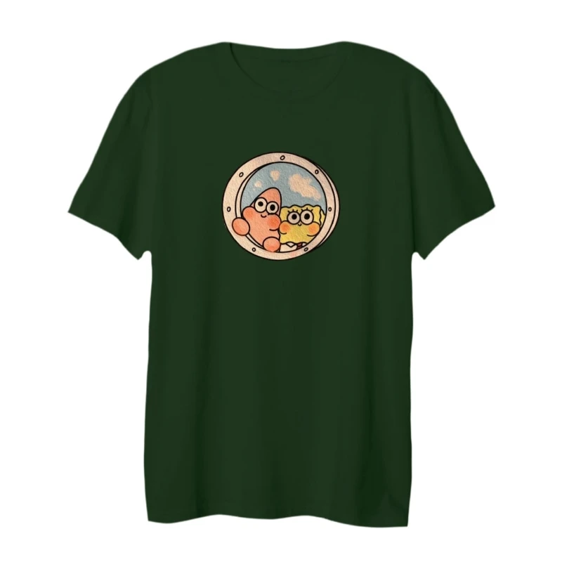 تی شرت لانگ آستین کوتاه زنانه مدل باب اسفنجی و پاتریک کد 1