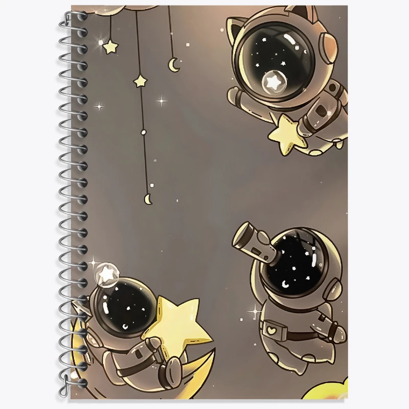 دفتر زبان 50 برگ خندالو مدل دو خط طرح فضانورد کیوت کد N4107