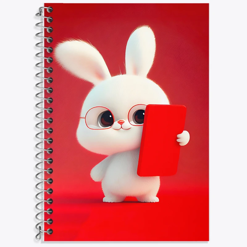 دفتر زبان 50 برگ خندالو مدل دو خط طرح خرگوش بامزه کد F5765