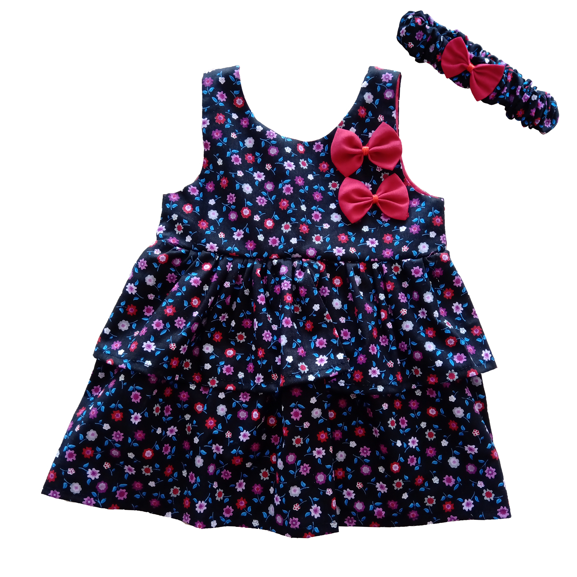 ست پیراهن و هدبند نوزادی مدل گلاب کد 1