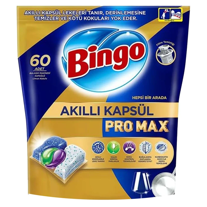 قرص ماشین ظرفشویی بینگو مدل Akıllı Kapsül Pro Max بسته 60 عددی