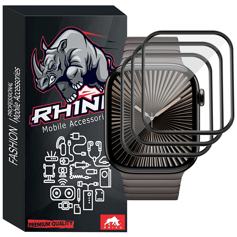 محافظ صفحه نمایش راینو مدل PMMA مناسب برای اپل واچ سری 10 46 میلی متر بسته 3 عددی