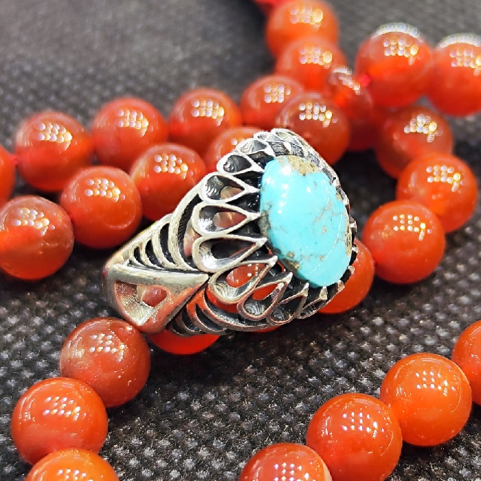 انگشتر نقره مردانه مدل سنگ فیروزه نیشابور کد 327 انگشتر نقره مردانه مدل سنگ فیروزه نیشابور کد 327