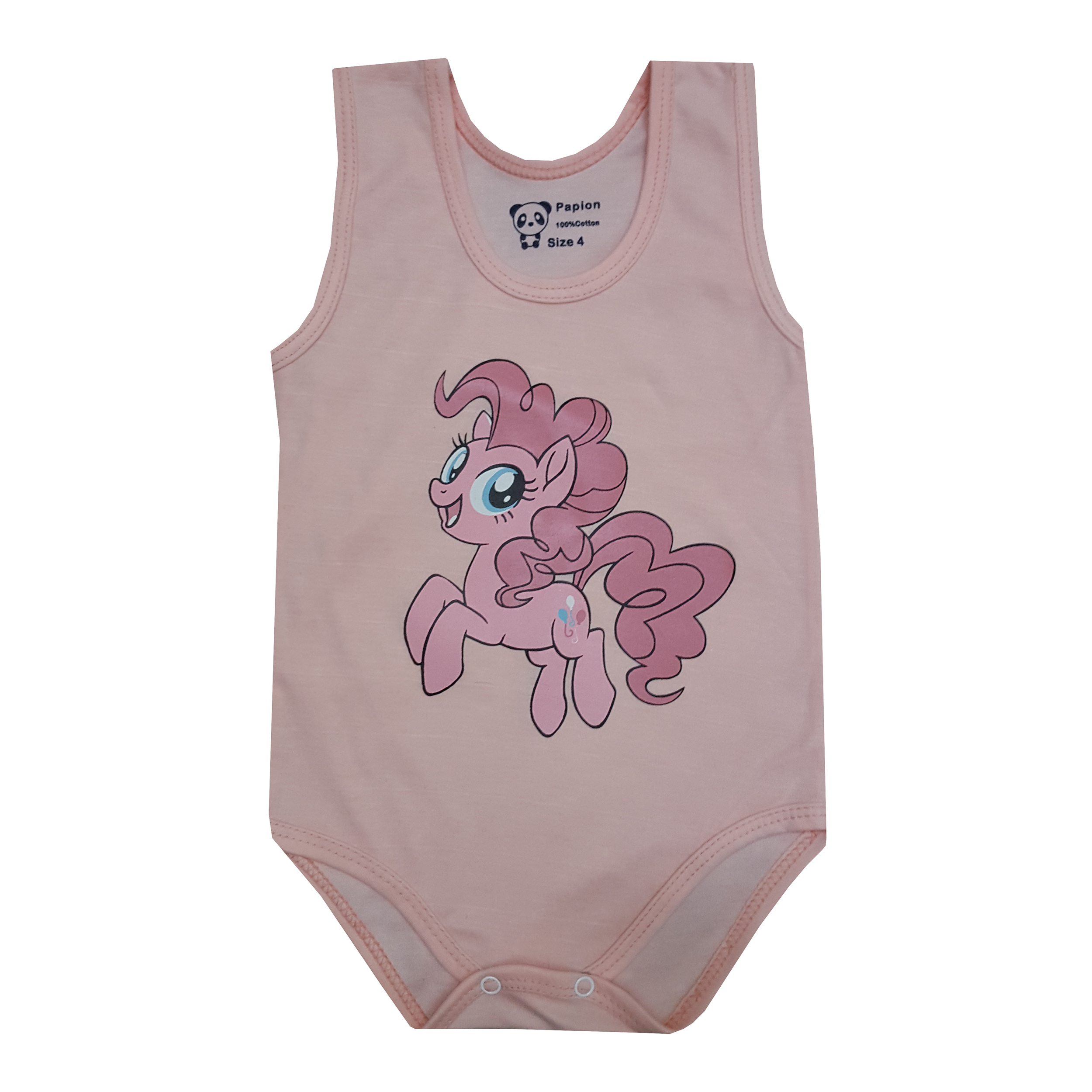 بادی نوزادی مدل اسب خوشحال رنگ صورتی