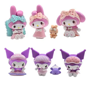 فیگور ناب سل مدل کرومی و ملودی کیوت مجموعه 8 عددی ارتفاع 7 سانتی متر Melody & Kuromi 2IN1