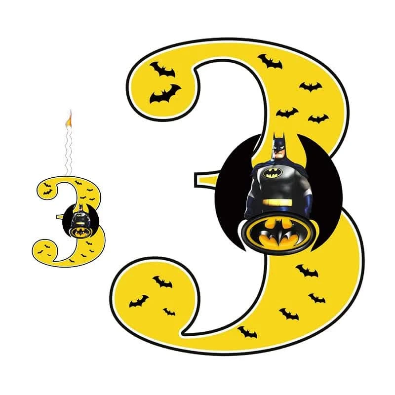 استند رومیزی تولد مدل عدد 3 طرح بتمن به همراه شمع مجموعه دو عددی