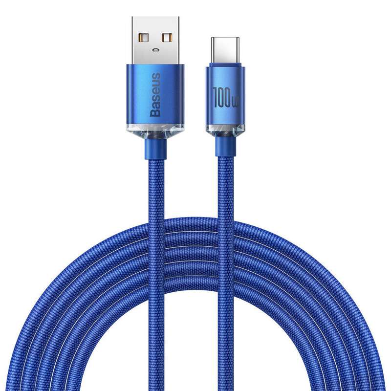 کابل تبدیل USB به USB-C باسئوس مدل Crystal Shine طول 2 متر
