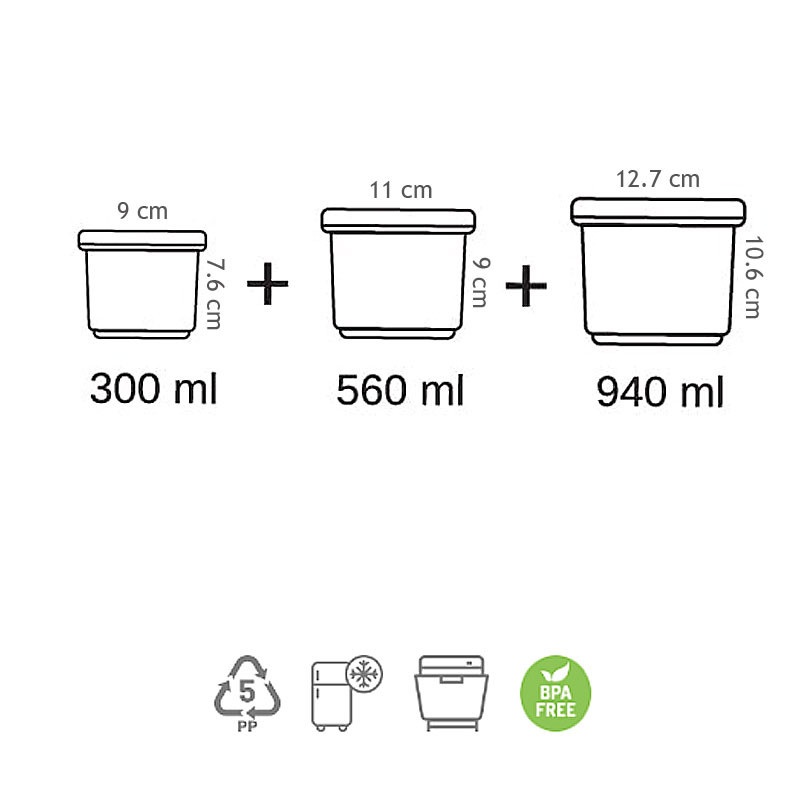 ظرف نگهدارنده هوبی لایف طرح مورنینگ مدل SoFresh-A مجموعه 3 عددی