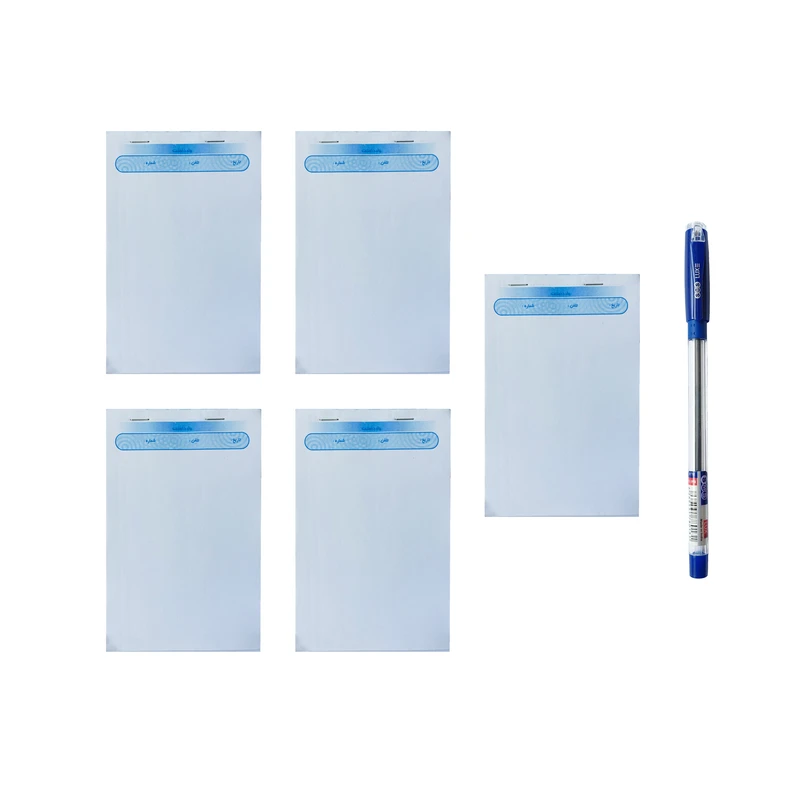 دفتر یادداشت 80 برگ طرح جیبی به همراه خودکار بسته 6 عددی