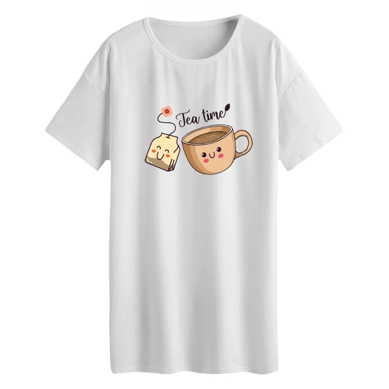 تی شرت لانگ آستین کوتاه زنانه مدل زمان چای