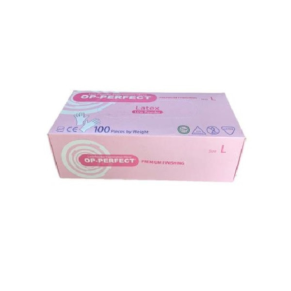 دستکش لاتکس اپی پرفکت مدل کم پودر سایز بزرگ بسته 100 عددی