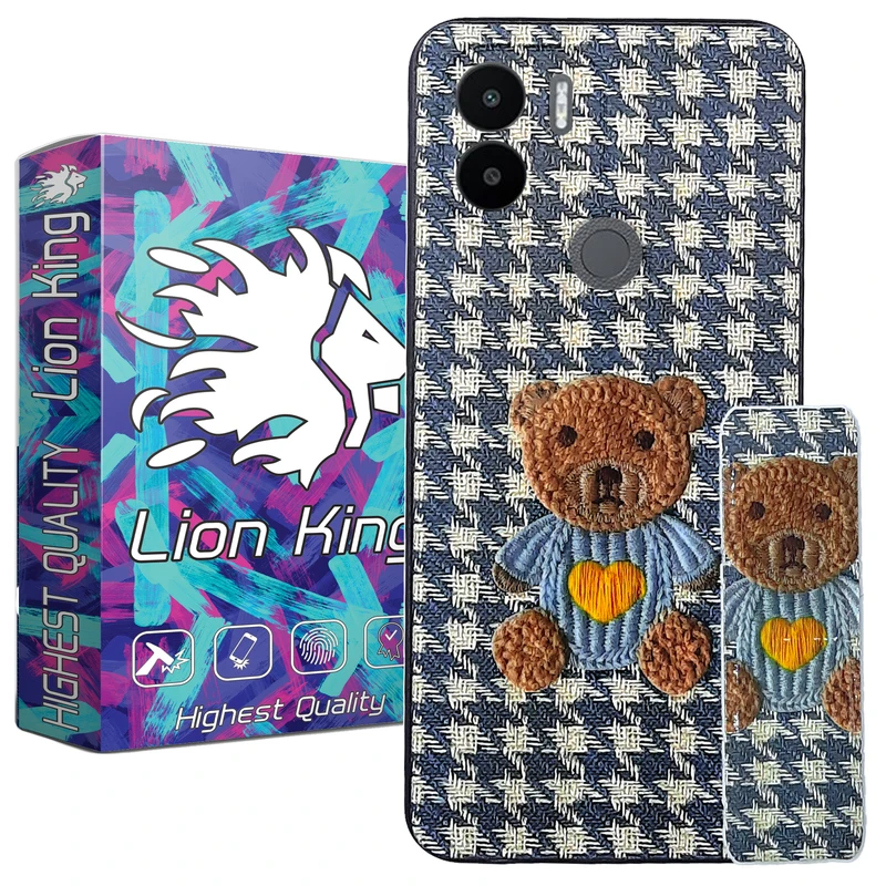 کاور لاین کینگ مدل طرح پارچه ای 3D مناسب برای گوشی موبایل شیائومی Redmi A1 Plus / A1Plus به همراه پایه نگهدارنده