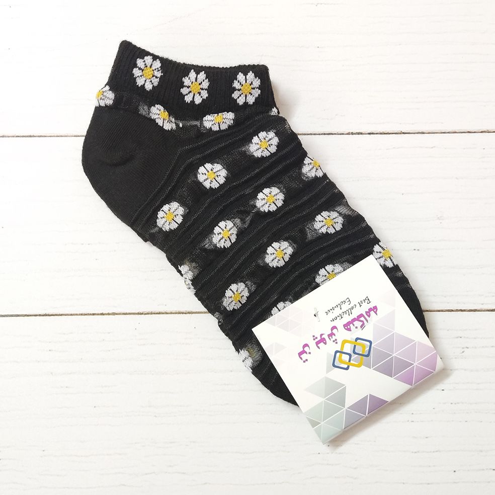 جوراب ساق کوتاه زنانه تن پوش هنگامه مدل شیشه ای گل بابونه کد BL01 -  - 2