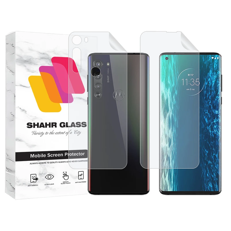  محافظ صفحه نمایش شهر گلس مدل MTNANFBSH مناسب برای گوشی موبایل موتورولا Edge به همراه محافظ پشت گوشی