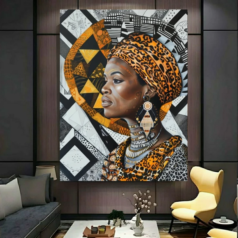 پوستر پارچه ای طرح مخمل هنر بومی مدل آفریقایی کد BK24834