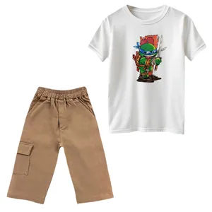 ست تی‌شرت و شلوارک پسرانه مدل لاکپشت های نینجا کد 11 رنگ سفید