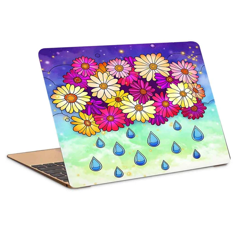 استیکر لپ تاپ طرح نقاشی گل و قطرات باران مدل P-280 مناسب برای لپ تاپ 15.6 اینچ