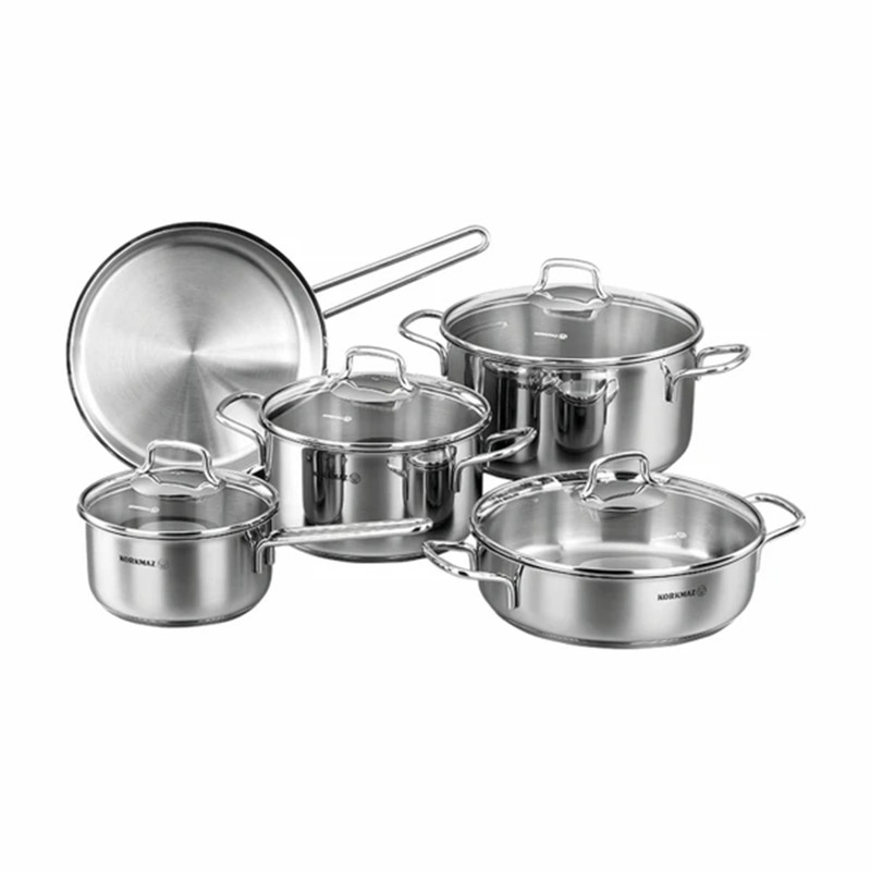 سرویس قابلمه تابه استیل 9 پارچه کرکماز طرح Perla کد A1609 - jaronstore گرگان