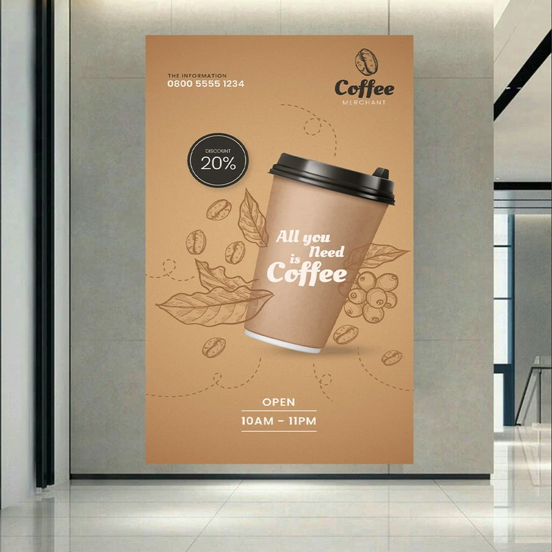 پوستر طرح مخمل coffee time کد AR302993