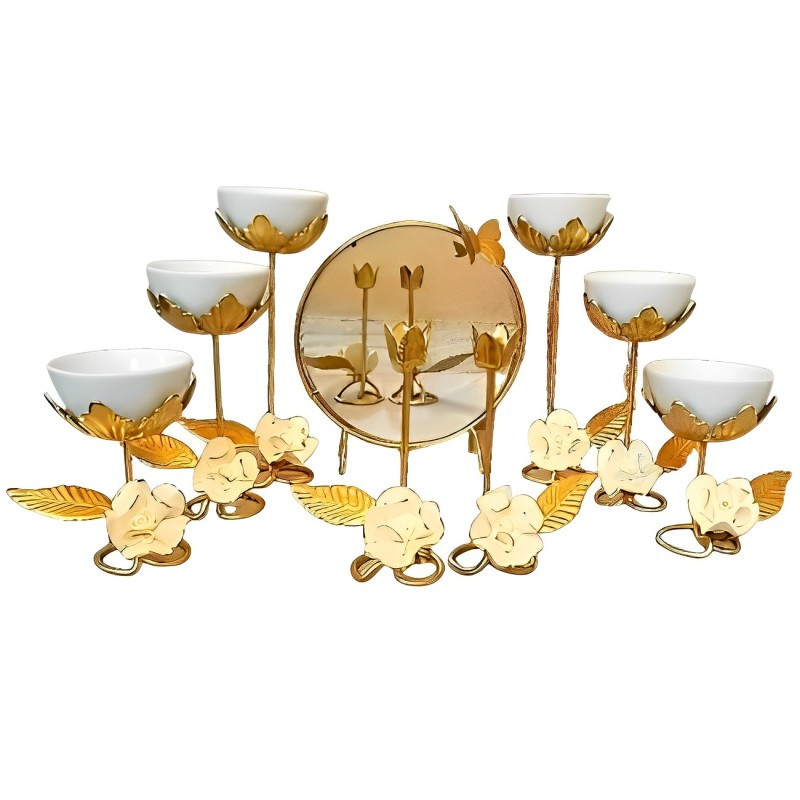 مجموعه ظروف هفت سین 9 پارچه مدل گل و برگ