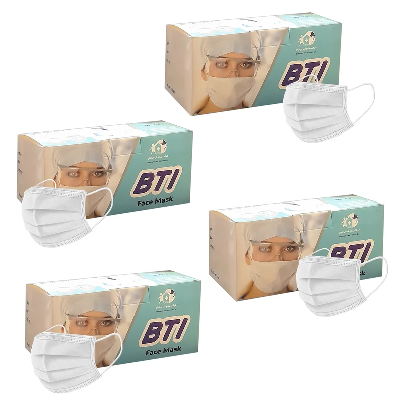 ماسک تنفسی بی ای آی 3 لایه مدل Ma-W-50-4 بسته 200 عددی