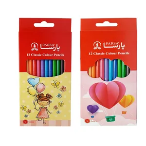 مداد رنگی 12 رنگ پارسا مدل دخترانه کد 54 بسته 2 عددی