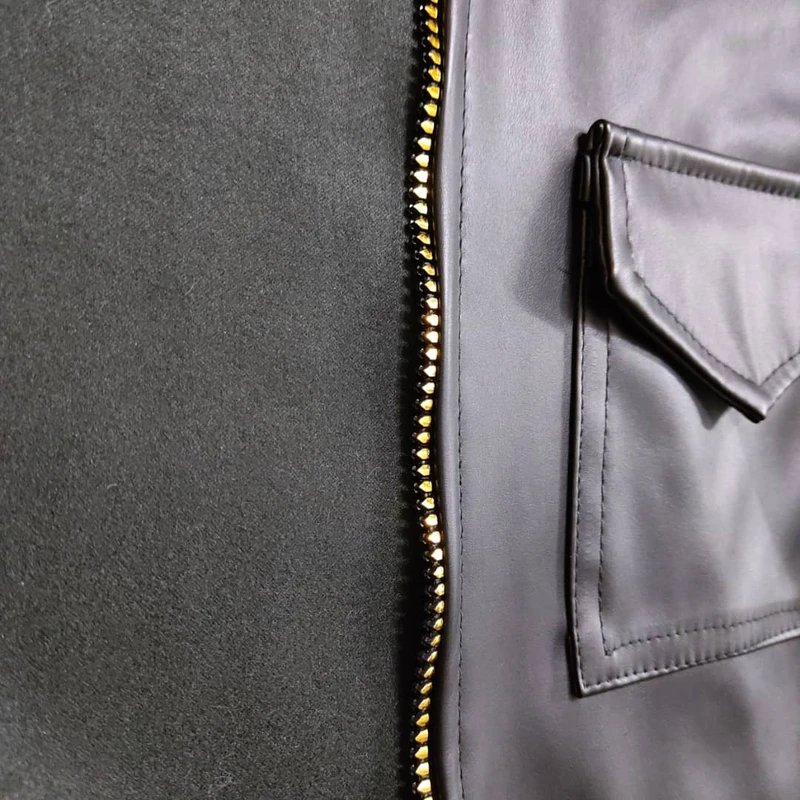 عکس شماره 5 : کت چرم زنانه مدل کارگو چرم کد a