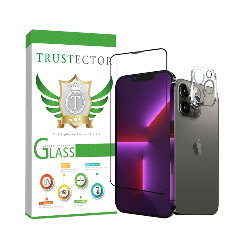 محافظ صفحه نمایش تراستکتور مدل MFUL3DTR مناسب برای گوشی موبایل اپل iPhone 13 Pro به همراه محافظ لنز دوربین