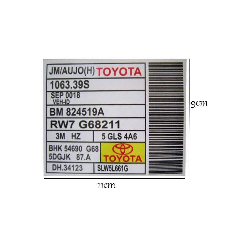 برچسب شیشه خودرو تویوتا کد z08