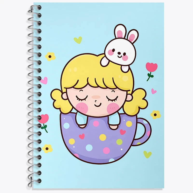 دفتر زبان 50 برگ خندالو مدل سه خط طرح دخترانه کیوت کد N4153